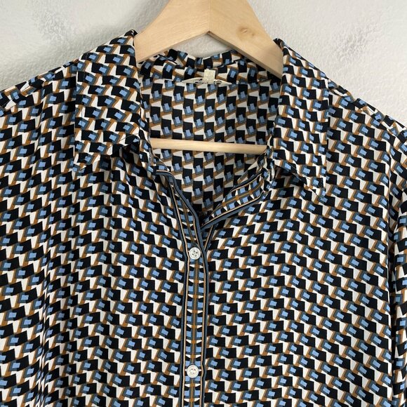 Max Studio Womens Plus 2X Geometric Button Up Blouse Long Sleeve Shirt Top - Picture 8 of 10